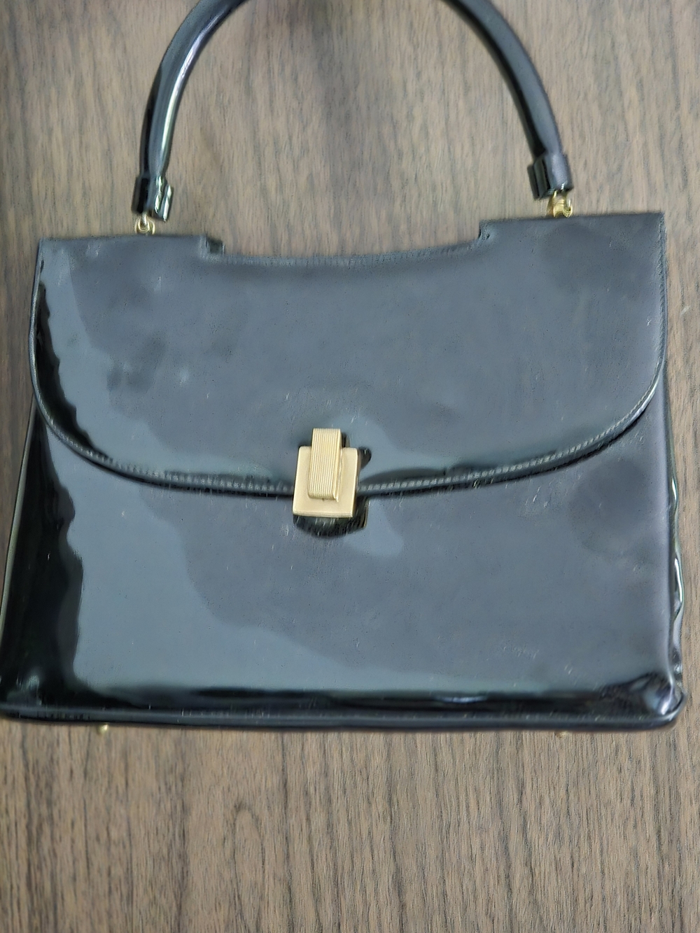 Classic Black Patent Top-Handle Women's Bag